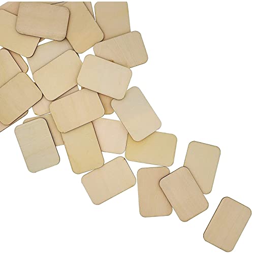 60 Pack Unfinished Wood Cutouts for Crafts, Rectangle Wooden Slices for DIY Projects (2 x 3 in) Bright Creations