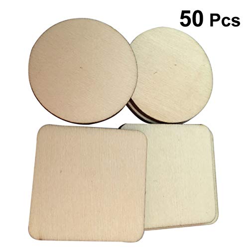 Healifty 100PCS Decorative Wood Slices Embellishments Unfinished Wood Slices Tree bark Wood Discs Wooden Cutouts Unfinished Coaster Wooden Slices for Healifty