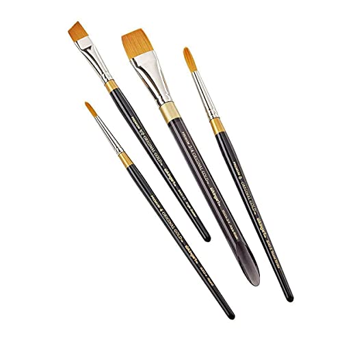 KINGART Original Gold Series Premium Golden Taklon Multimedia Artist Brushes, Painting Tools for Oil, Acrylic, Watercolor and Gouache, Gift Box, Set KINGART