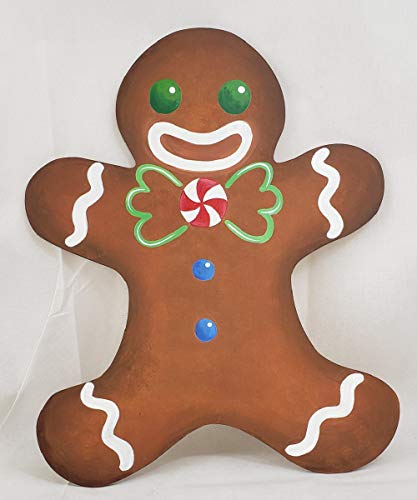 Gingerbread Man Design by Lines Cutout 1 Item Per Pack Door Hanger Christmas Decor Holiday Unfinished Wood MDF Shape Canvas Style 1 Art 2 (24") Diverse Woodworking