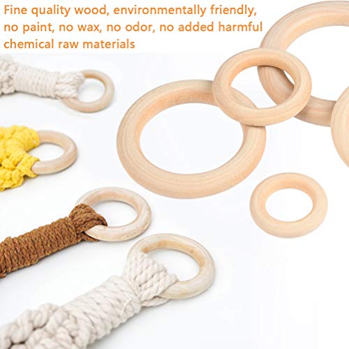 TIMESETL 150 Pcs Unfinished Solid Wooden Rings and Natural Round Wood Spacer Beads Without Paint for Necklace Bracelet Jewelry DIY Macrame Craft TIMESETL