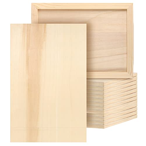JOIKIT 14 Pack 9 x 12 Inch Wood Canvas Panels, Artist Wooden Canvas Board Unfinished Wood Cradled Painting Panel Boards for Burning, Pouring, String JOIKIT