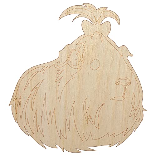 Cute Silkie Guinea Pig with Bow Unfinished Wood Shape Piece Cutout for DIY Craft Projects - 1/4 Inch Thick - 6.25 Inch Size Sniggle Sloth