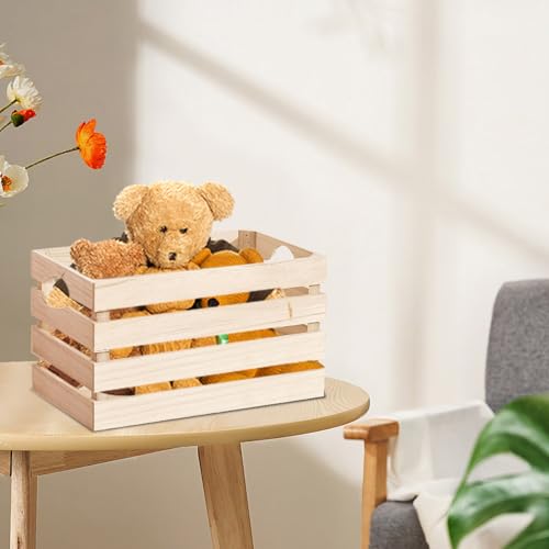 Voittozege 3 Pack Wooden Nesting Crates with Handles,Decorative Wood Crates Crate Box Wooden Storage Box Nesting Solid Wood Crates for Kitchen, Voittozege