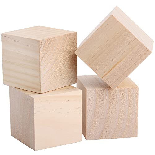 Tosnail 6 Pack 3 Inches Unifinished Wooden Cubes Wooden Blocks - Great for Crafts Making Tosnail