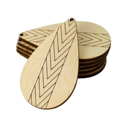 ALL SIZES BULK (12pc to 100pc) Unfinished Wood Cutout Chevron Lines Sectioned Teardrop Tear Drop Earring Jewelry Blanks Crafts Made in Texas Texan Wood Crafts