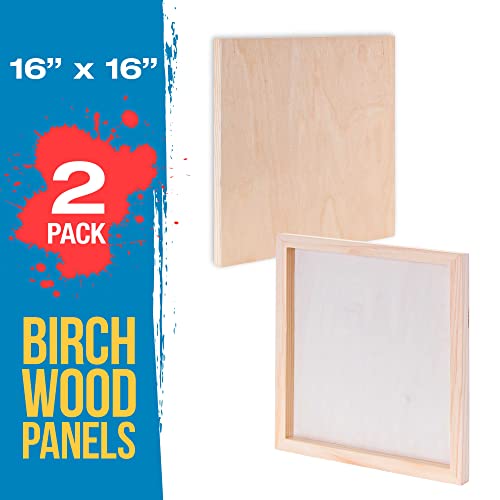 U.S. Art Supply 16" x 16" Birch Wood Paint Pouring Panel Boards, Studio 3/4" Deep Cradle (Pack of 2) - Artist Wooden Wall Canvases - Painting U.S. Art Supply