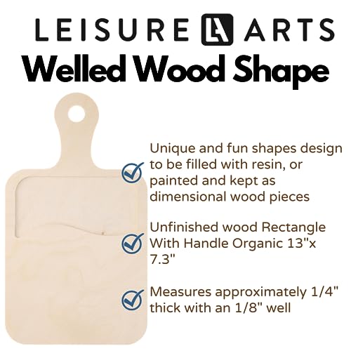 Welled Wood Surface, Rectangle with Hand Organic Shaped, 13" x 7.3", for Wooden Trays, Crafts and Decorations, welled Center for Resin Design or LEISURE ARTS