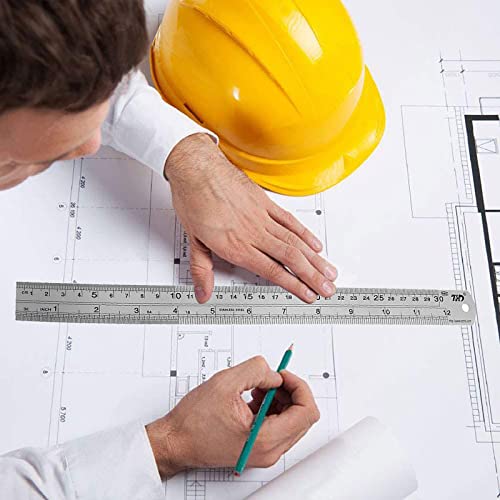 YouOKLight Metal Ruler Set,6 inch Ruler and 12 inch Ruler. Ruler Inches and Centimeters,Metric Ruler 12 Inches,Metal Ruler 12 inch,Drawing YouOKLight