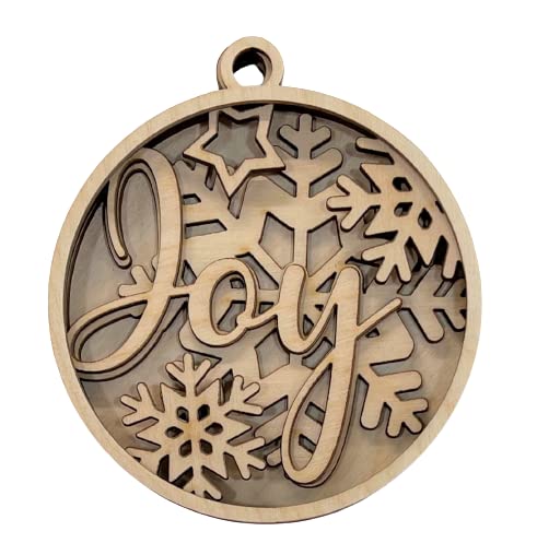 Joy Snowflake Door Sign 5 Pieces Laser Cut Out Unfinished RND11 The Wood Shape Store