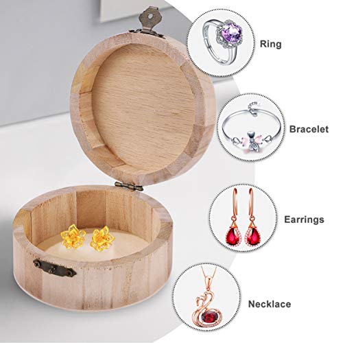 Earring Organizer 2PCS Unfinished Wooden Ring Box DIY Jewelry Organizer Wood Box with Hinged Lid Front Clasp Small Trinket Box Container for Home EXCEART