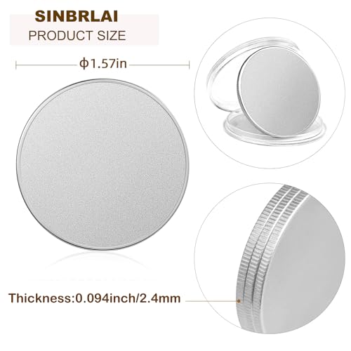 SINBRLAI 10 Pcs Blank Challenge Coin, Engraving Blanks Coins, Zinc Alloy Silver Plated 40mm Diameter with Acrylic Protection Box for DIY Crafts SINBRLAI