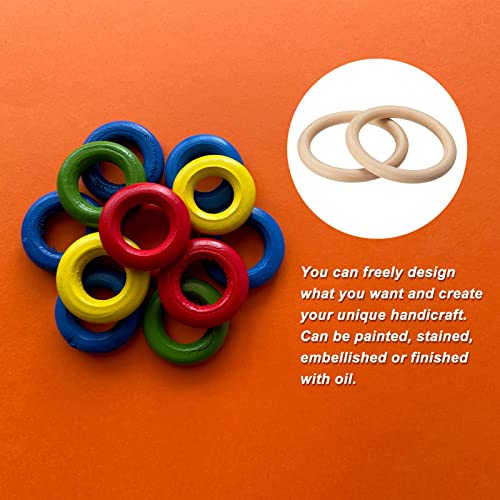 uxcell 2Pcs 125mm(5-inch) Natural Wood Rings, 15mm Thick Smooth Unfinished Wooden Circles for DIY Crafting, Knitting, Macrame, Pendant uxcell