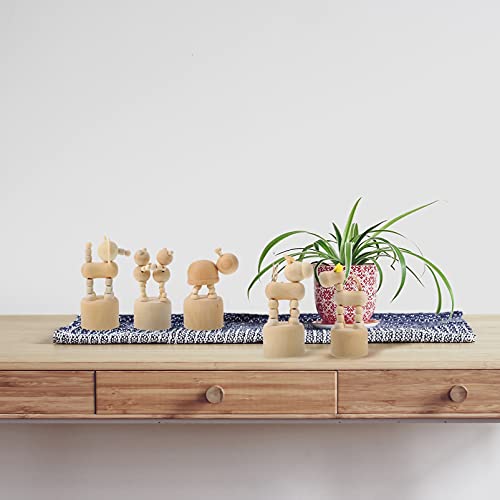 BESPORTBLE 4pcs Wooden Push Up Toys Dog Elephant Unfinished Wooden Peg Doll Kids Finger Puppets Wood Animal Figurines Dancing Animal Giraffe Press BESPORTBLE