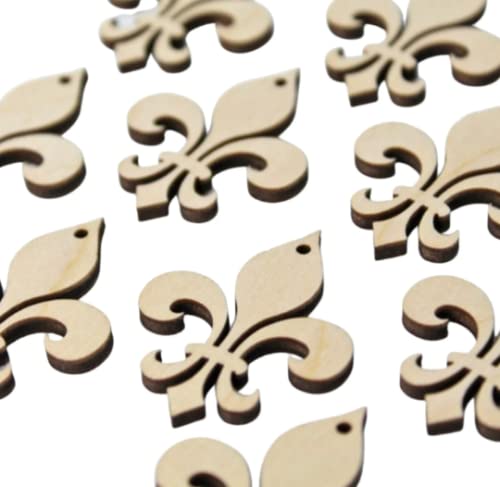 ALL SIZES BULK (12pc to 100pc) Unfinished Wood Laser Cutout Fleur de Lis Dangle Earring Jewelry Blanks Shape Crafts Made in Texas Texan Wood Crafts
