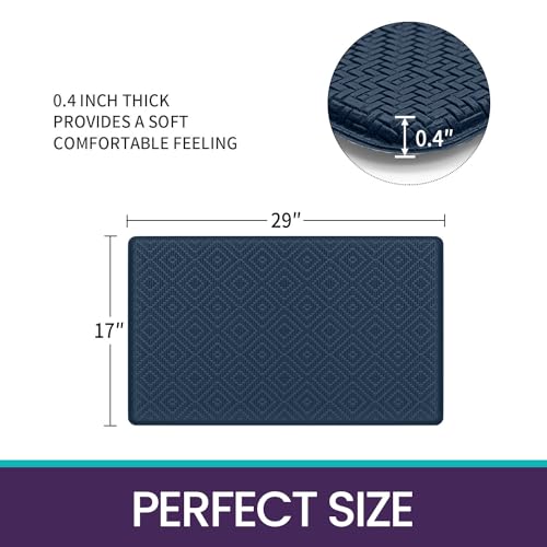 DEXI Anti Fatigue Kitchen Mat, Cushioned Kitchen Rugs Non Slip, Waterproof Comfort Standing Kitchen Floor Mat, 17"x29", Navy DEXI