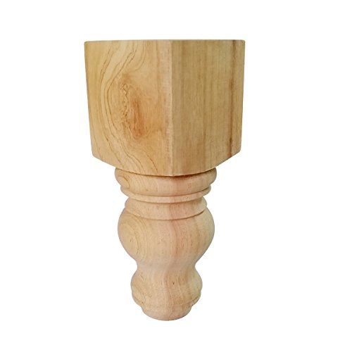 Btibpse 8" Wood Furniture Legs Bun Feet Unfinished for Cabinet Sofa Bench Ottoman, Dresser Foot Replacement 2 Pcs Btibpse