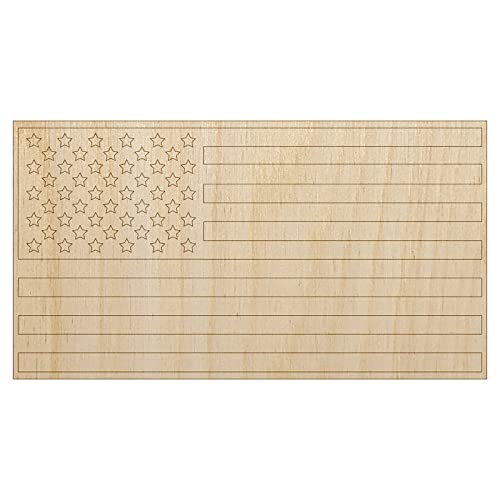 USA United States of America Flag Unfinished Wood Shape Piece Cutout for DIY Craft Projects - 1/4 Inch Thick - 6.25 Inch Size Sniggle Sloth