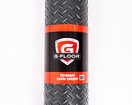 G-Floor Lite Diamond Tread Pattern Slate Grey Vinyl Rollout Garage Flooring Protector Mat for The Garage and Beyond - 7'6" x 14' Size G-Floor