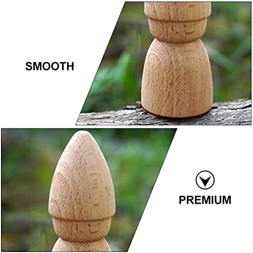 ULTNICE Dolls Peg People 6pcs Unfinished Wooden Figures Wooden Gnome Peg Doll Unpainted Wooden Dolls Crafts Desktop Ornaments Toys for Kids DIY ULTNICE