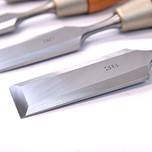 KAKURI Japanese Wood Chisel Set 6 Pcs, Japanese & Western Mixed Style, Made in JAPAN, Professional Heavy Duty Chisels NOMI with Carrying Case for KAKURI