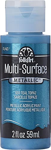 FolkArt Multi-Surface Metallic Paint in Assorted Colors (2 oz), Metallic Teal Topaz