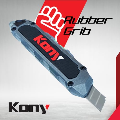 Kony, Heavy Duty Utility Knife, Carpet Cutter, Box Cutter Retractable w/Ruler, Water Bubble Level - Perfect Knife for Crafting, Cutting & Home Kony