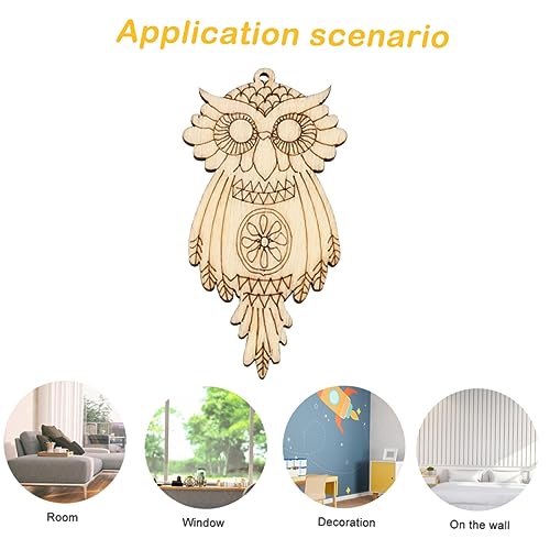 25Pcs owl Wood Chips Wooden Flowers Owl Charm Pendant Wooden owl Shape Blank Wooden Slices Unfinished Wood Animal Craft Animal Wood Blanks Kids KONTONTY