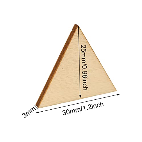 yueton 100PCS 30mm/1.2inch Triangle Unfinished Blank Wood Pieces Wood Slices Wood Chips Embellishments for DIY Crafts, Home Decoration, Board Games, yueton