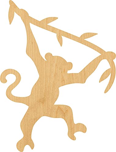 3 Pcs Swinging Monkey Supply 3" Wooden Shape Ornaments Unique Unpainted Smooth Surface Unfinished Laser Cutout Wood Sheets Boards for Crafts 1/8 Inch WoodArtSupply
