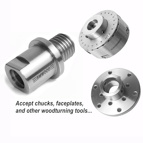 BMWOOD 5/8" Shopsmith Female to 1" x 8TPI Male Thread Adaptor, Woodworking Lathe Headstock Spindle Adaptor with Two Nylon Washers. BMWOOD