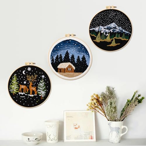 Armindou Embroidery Kit for Beginner Adults, Counted Stamped Cross Stitch kit for Adult Beginner, Hand Embroidery Starter Kits with Pattern, 3 Armindou