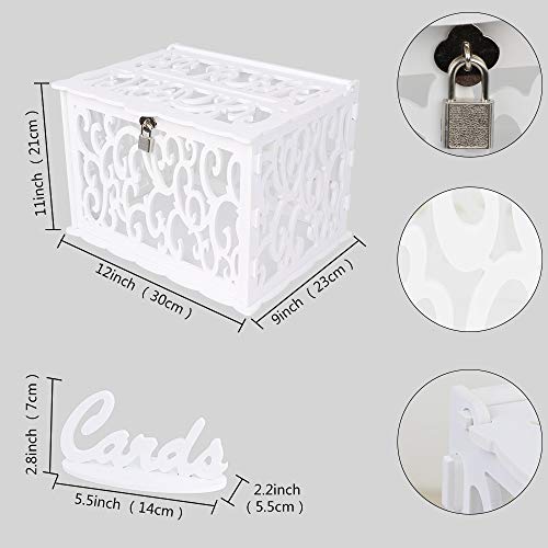 OurWarm DIY White Wedding Card Box with Lock PVC Card Box Graduation Card Box Perfect for Weddings, Baby Showers, Birthdays, Bridal or Baby Showers OurWarm