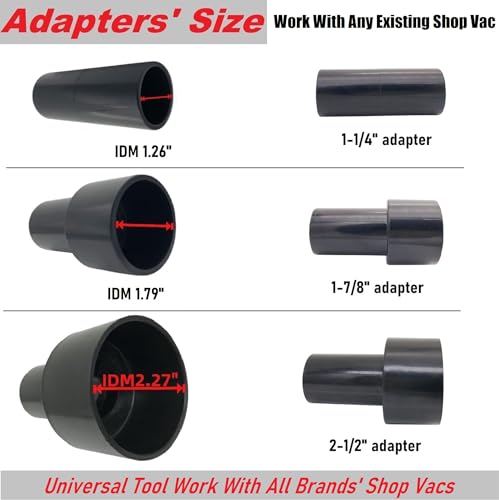 TunaMax Universal Work with All Shop Vacs Extractor Attachment with 1-1/4" & 1-7/8" & 2-1/2" Three Adapters for Upholstery & Carpet Cleaning & Auto TunaMax