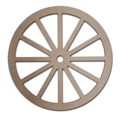 Wooden Wagon Wheel DIY Art & Craft Shape, Western Decor Craft Wagon Wheel, Unfinished Paintable MDF Cutout Build-A-Cross