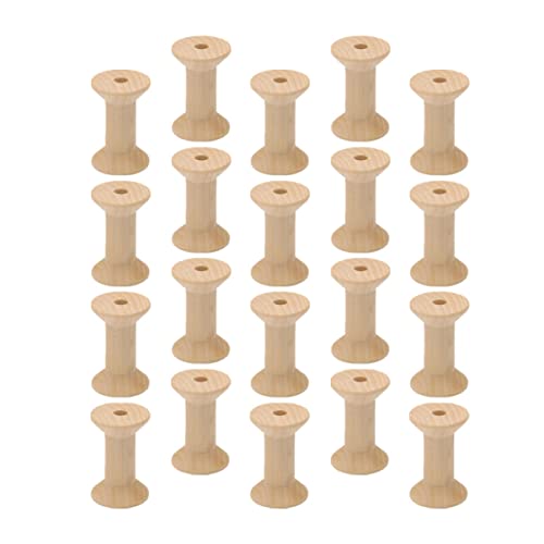 VILLCASE 60 Pcs Empty Thread Spools Wooden Thread Spools Glass Holder Yarn Kit Weaving Kit Thread Stand Thread Spools Empty Wood Spools Wire VILLCASE