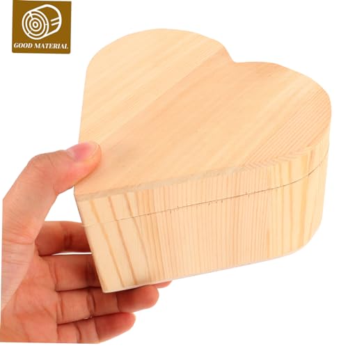 MAGICLULU Box Wooden Heart Box Wooden Gift Organizer Small Gift Container Jewelry Container Wood Heart Case Wooden Jewelry Cases Tabletop Mirror MAGICLULU