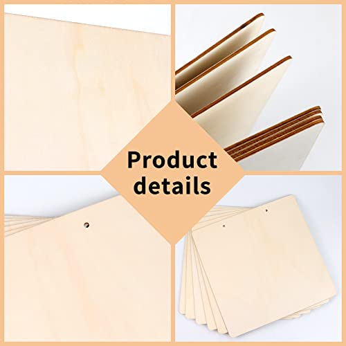 FSWCCK 7 Pieces 12 Inch Blank Wood Squares for Crafts, Unfinished Wood Squares Wooden Cutouts for DIY Crafts, Door Hanger, Sign, Wood Burning, FSWCCK