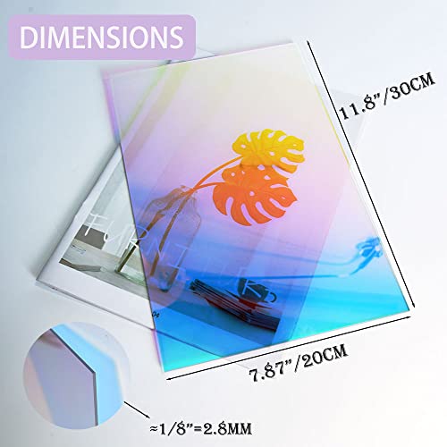 4 Pack Colored Acrylic Sheets Iridescent Plexiglass Sheets Almost 1/8 Translucent Plastic Sheet for Crafts,Signs,Pantings DIY Display SANIQUE