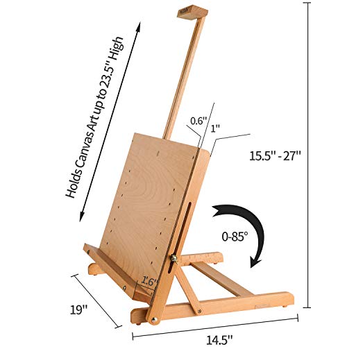 MEEDEN Large Drawing Board Easel, Solid Beech Wooden Tabletop H-Frame Adjustable Easel Artist Drawing & Sketching Board for Artists, Teens & MEEDEN