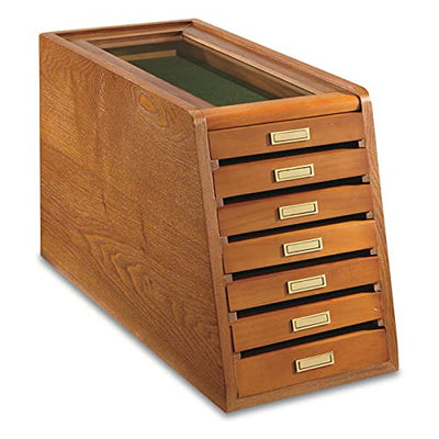 CASTLECREEK Collector's Cabinet Display Case for Collectibles, Wood 7-Drawer Storage Organizer