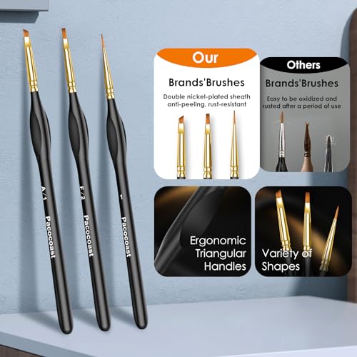 Detail Paint Brushes Set, 12PC Miniature Brushes for Fine Detailing & Art Painting, Small Tiny Paint Brush Perfect for Acrylic, Citadel, Paint by pacocoast