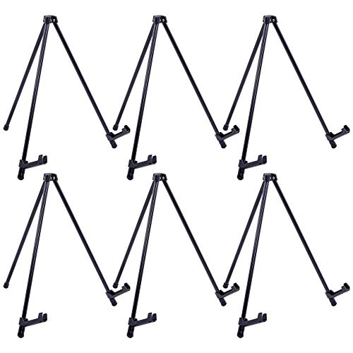 U.S. Art Supply 14" High Exhibitor Black Steel Tabletop Instant Display Easel (Pack of 6 Easels) - Small Portable Tripod Stand, Adjustable Holders - US Art Supply