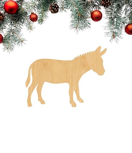 3 Pcs Donkey Supply 3" Wooden Shape Ornaments Unique Unpainted Smooth Surface Unfinished Laser Cutout Wood Sheets Boards for Crafts 1/8 Inch Thick WoodArtSupply