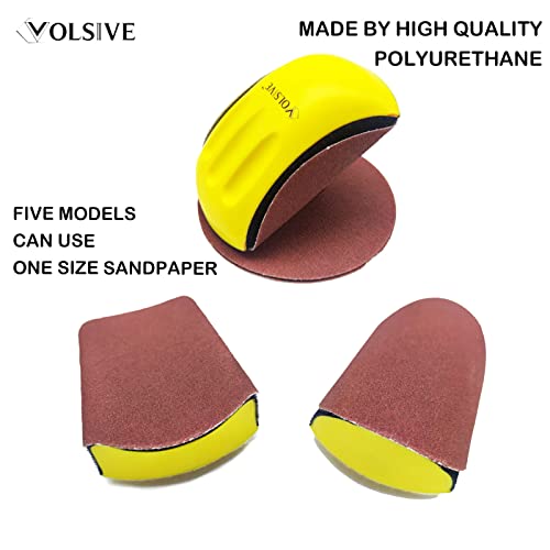 VOLSIVE 6 Inch Hand Sanding Blocks Rectangle and Mouse-Shaped Hook for Woodworking Hook Backing Sandpaper Holder for Furniture (5 Packs) VOLSIVE