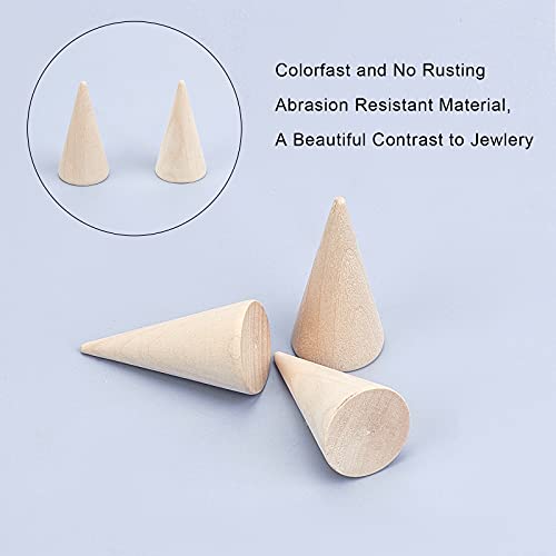 FINGERINSPIRE 30 Pcs Wood Cone Ring Holder Finger Jewelry Display Stand(Burlywood 1x2 Inch) Ring Display Stands Organizer DIY Craft for Retail FINGERINSPIRE