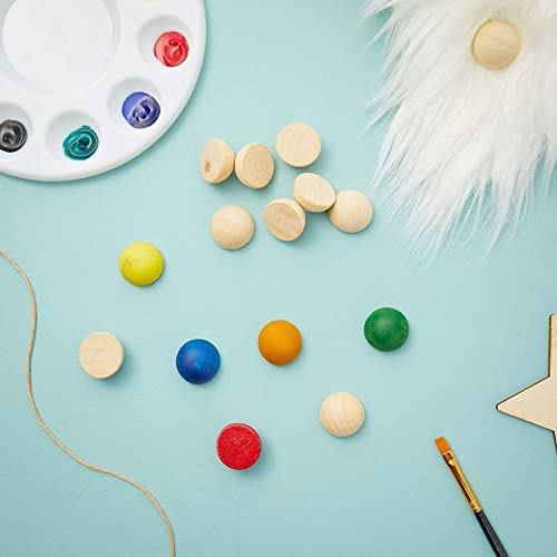 Juvale 100 Pack Half Wooden Spheres for Crafts, 1-Inch Split Wood Balls for Home Decor, Gnome Noses Juvale