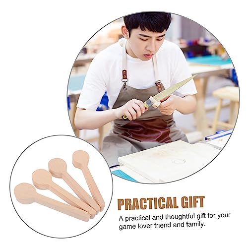 VILLCASE 4pcs Unfinished Wooden Spoon Coffee Spoon Sugar Spoon Wooden Craft Kit for Whittler Starter Wood Carving Spoon Blanks Wooden Spoon for VILLCASE