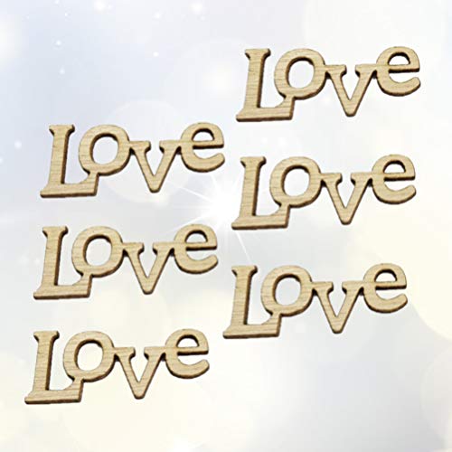 STOBOK 50pcs Wooden Love Letters Unfinished Wood Cutouts Wood Shapes Pieces Wood Discs Slices for DIY Craft Wedding Birthday Party Favors STOBOK