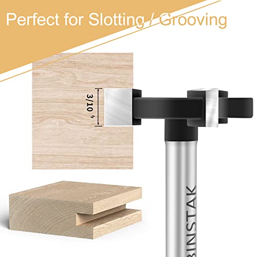 CNC Spoilboard Surfacing Router Bit 1/4 inch Shank, Extra Large 1-1/4 inch Cutting Diameter, Slab Flattening Router Bit Planing Bit Wood Planing Bit BINSTAK